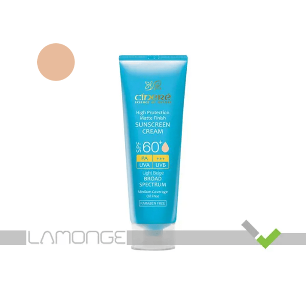 ضد آفتاب SPF60 بژ روشن سینره مناسب پوست چرب حجم ۵۰ میلی لیتر