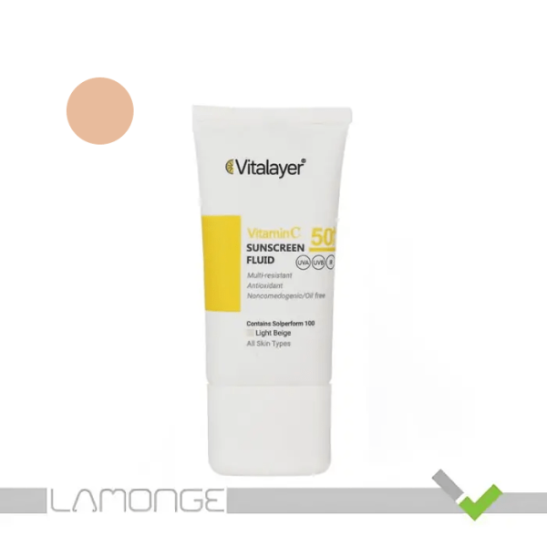 فلوئید ضد آفتاب SPF50 رنگ بژ روشن حاوی ویتامین سی ویتالیر