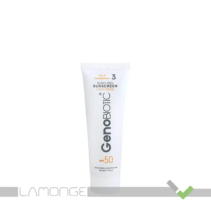 شاخصصصصصصصصصصصصصصصصص کرم ضدآفتاب سانوژن رنگی SPF50 مناسب پوست چرب ژنوبایوتیک - Image 1