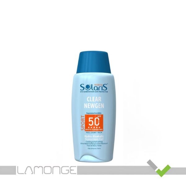 ژل ضد آفتاب SPF50 آردن سولاریس مدل Clear Newgen مناسب پوست چرب