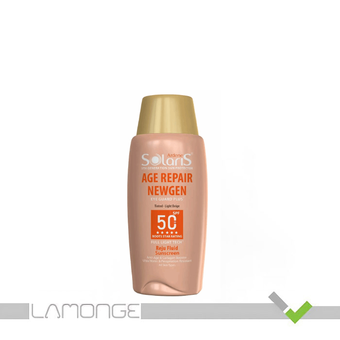 فلوئید ضد آفتاب SPF50 بژ روشن آردن سولاریس مدل Age Repair Newgen