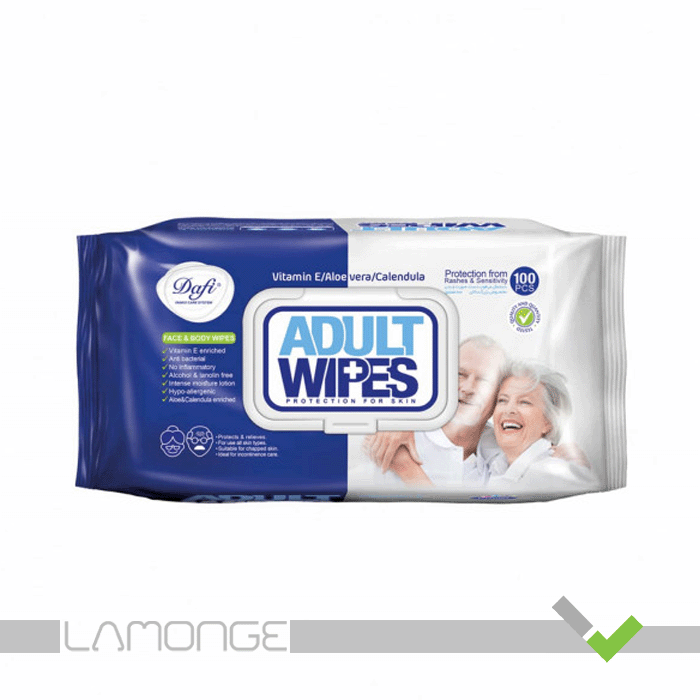 دستمال مرطوب پاک کننده بزرگسالان دافی مدل Adult Wipes بسته 100 عددی