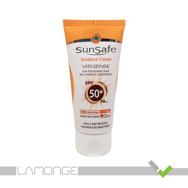 ضد آفتاب بژ طبیعی فاقد جاذب شیمیایی SPF50 سان سیف حجم 50 میلی لیتر - Image 1