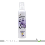 اسپری فوم بدن اکتیو حاوی روغن شی باتر با رایحه گل نیلوفر آبی