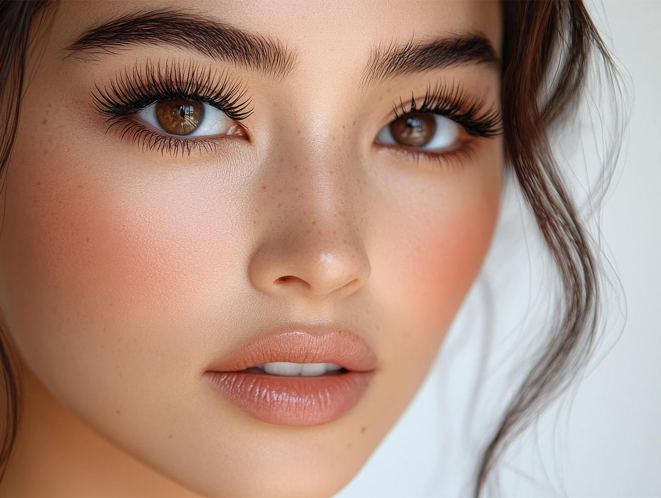 مدل با مژههای بلند، پرپشت و حالتدار