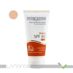 کرم ضد آفتاب هیدرودرم فيزيکال SPF60 رنگي مناسب پوست خشک و حساس حجم 50 میلی لیتر