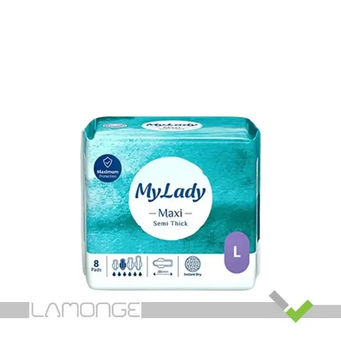 6263957102256 نوار بهداشتی مشبک مکسی نیمه ضخیم مای لیدی سایز بزرگ مناسب پوست حساس بسته 8 عددی - Image 1