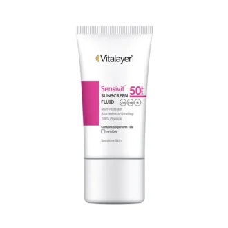 فلوئید ضد آفتاب SPF50 بی رنگ ویتالیر سنستیو (Sensivit) مناسب پوست حساس 50میل